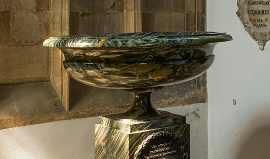 A jasper vase with Latin and Russian inscriptions, gifted to Merton College by Alexander I in 1816.